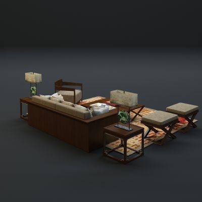 现代沙发茶几组合3D模型