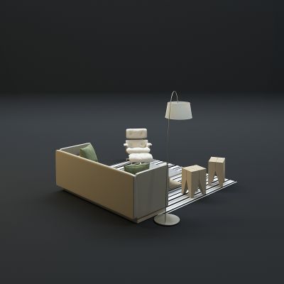 现代沙发茶几组合3D模型