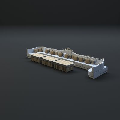 现代沙发茶几组合3D模型