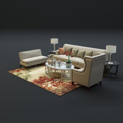 现代沙发茶几组合3D模型