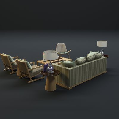 现代沙发茶几组合3D模型