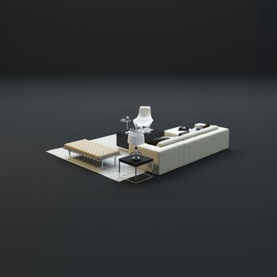 现代沙发茶几组合3D模型
