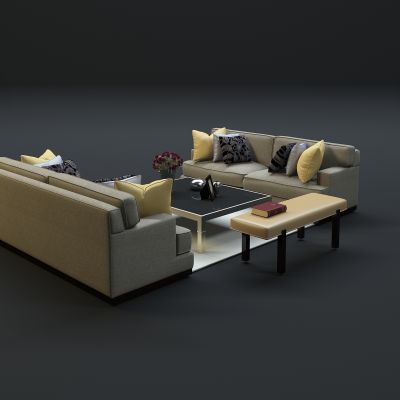 现代沙发茶几组合3D模型