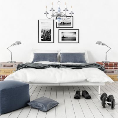 现代床具，床，双人床，床头柜，床具组合