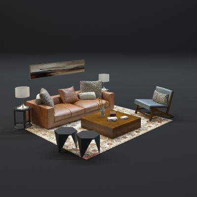现代沙发茶几组合