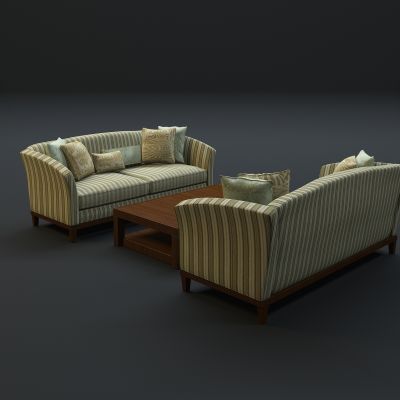 现代沙发茶几组合3D模型