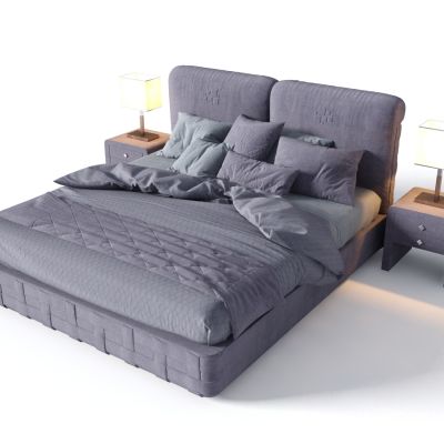 现代床具，床，双人床，床头柜，床具组合