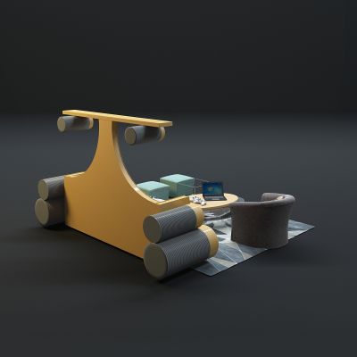 现代沙发茶几组合3D模型