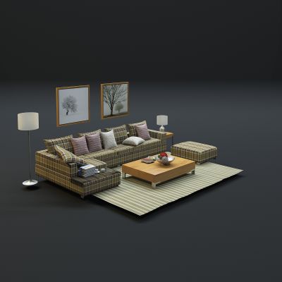 现代沙发茶几组合3D模型