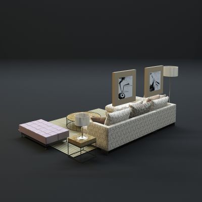 现代沙发茶几组合3D模型