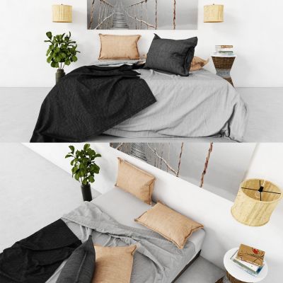 现代床具，床，双人床，床头柜，床具组合