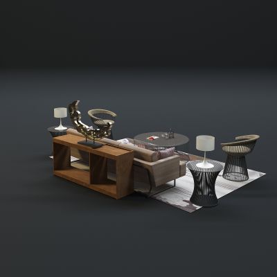 现代沙发茶几组合3D模型