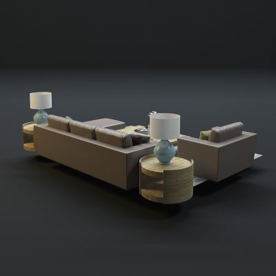 现代沙发茶几组合3D模型