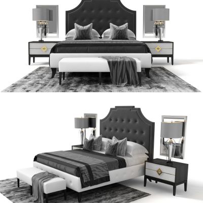 现代床具，床，双人床，床头柜，床具组合