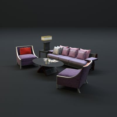 现代沙发茶几组合3D模型
