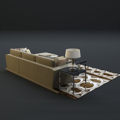 现代沙发茶几组合3D模型
