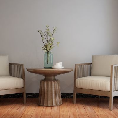 新中式休闲椅 盆栽 花瓶