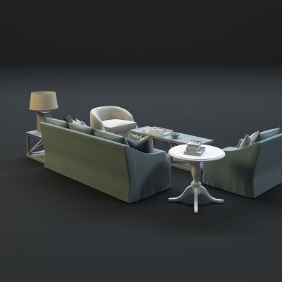 现代沙发茶几组合3D模型