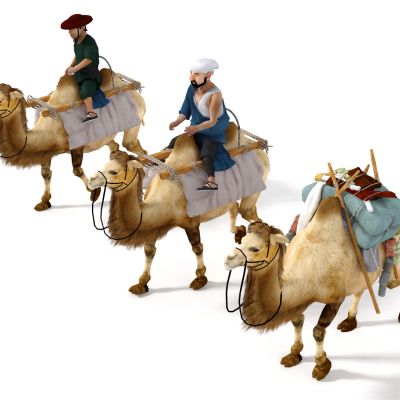 现代动物，骆驼，沙漠骆驼，骆驼动画