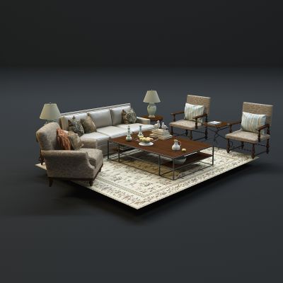现代沙发茶几组合3D模型