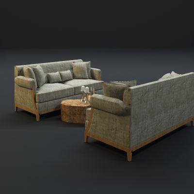 现代沙发茶几组合3D模型