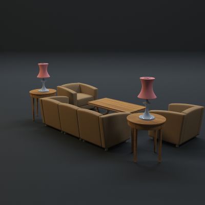 现代沙发茶几组合3D模型
