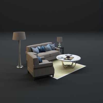 现代沙发茶几组合3D模型