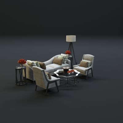 现代沙发茶几组合3D模型