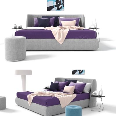 现代床具，床，双人床，床头柜，床具组合