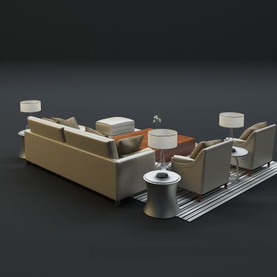 现代沙发茶几组合3D模型