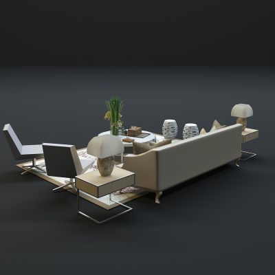  现代沙发茶几组合3D模型