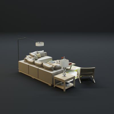 现代沙发茶几组合3D模型