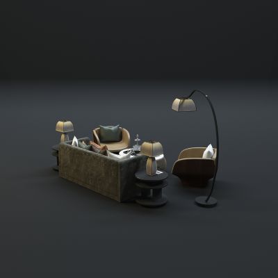 现代沙发茶几组合3D模型