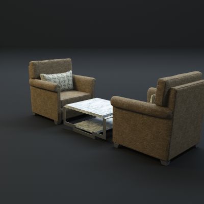 现代沙发茶几组合3D模型