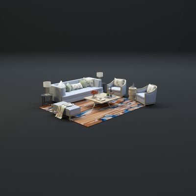 现代沙发茶几组合3D模型