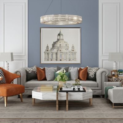 现代家居组合，饰品，沙发柜子挂画