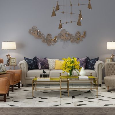 现代家居组合，饰品，沙发柜子挂画