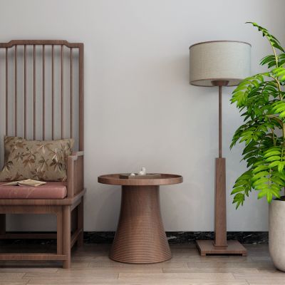 东南亚休闲椅 落地灯 盆栽