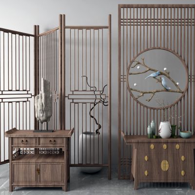 新中式边柜 隔断 玄关柜