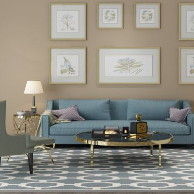 现代家居组合，饰品，沙发柜子挂画