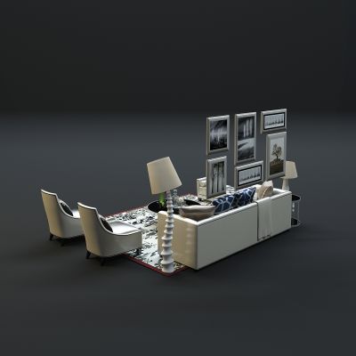 现代沙发茶几组合3D模型