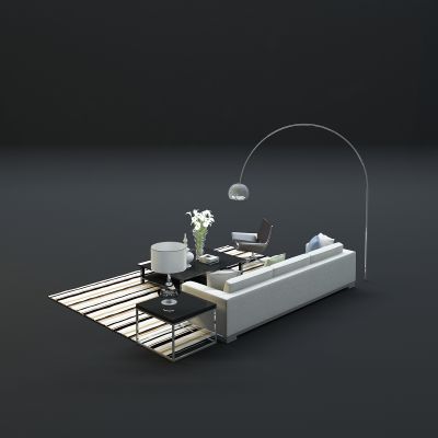 现代沙发茶几组合3D模型