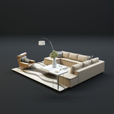 现代沙发茶几组合