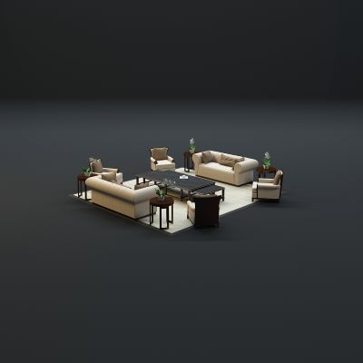 现代沙发茶几组合