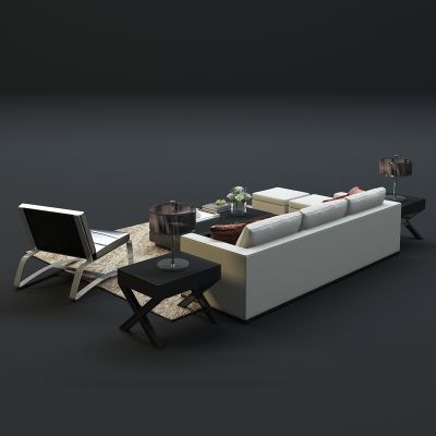 现代沙发茶几组合3D模型