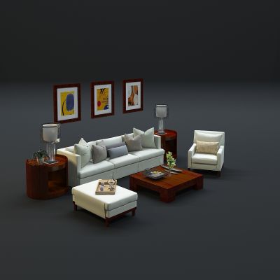 现代沙发茶几组合3D模型