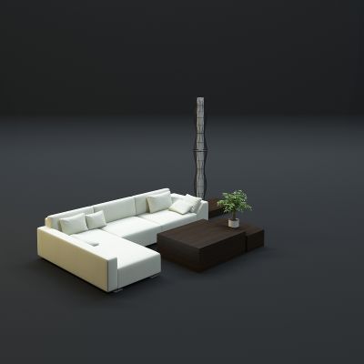 现代沙发茶几组合3D模型