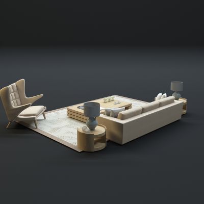 现代沙发茶几组合3D模型