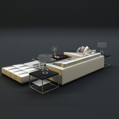 现代沙发茶几组合3D模型