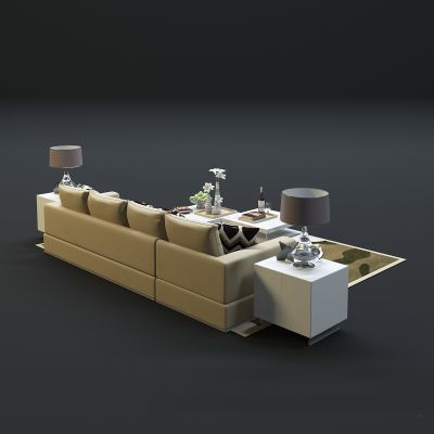 现代沙发茶几组合3D模型